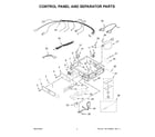 Whirlpool CGSP2958JQ0 control panel and separator parts diagram