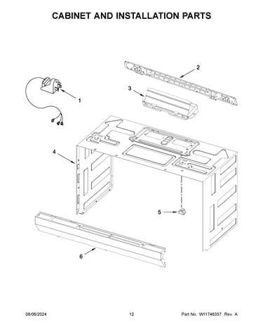 Cabinet and installation parts