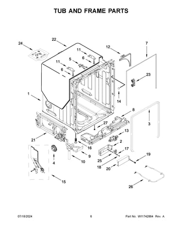 Tub and frame parts