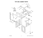 Whirlpool 2DWTW4845EW3 top and cabinet parts diagram