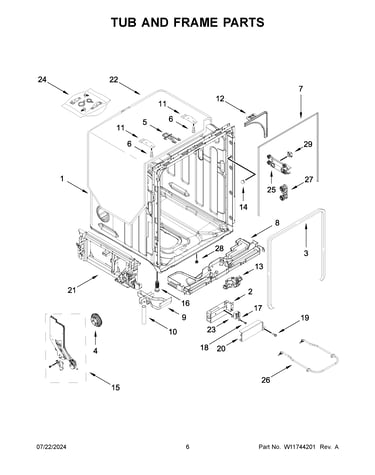 Tub and frame parts
