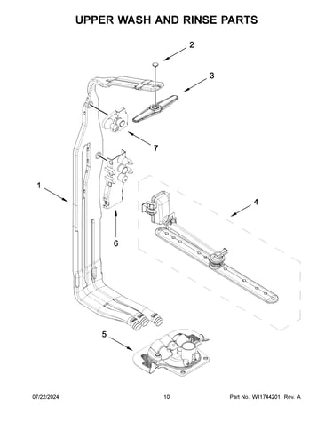 Upper wash and rinse parts