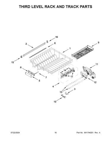 Third level rack and track parts
