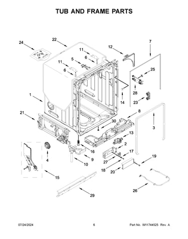 Tub and frame parts