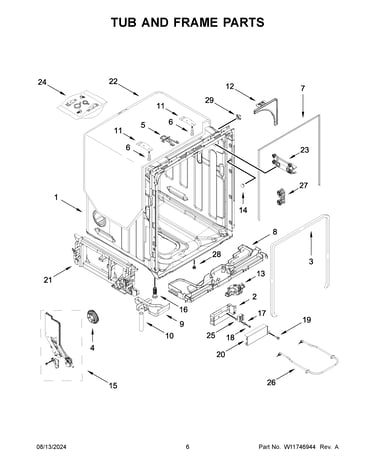 Tub and frame parts