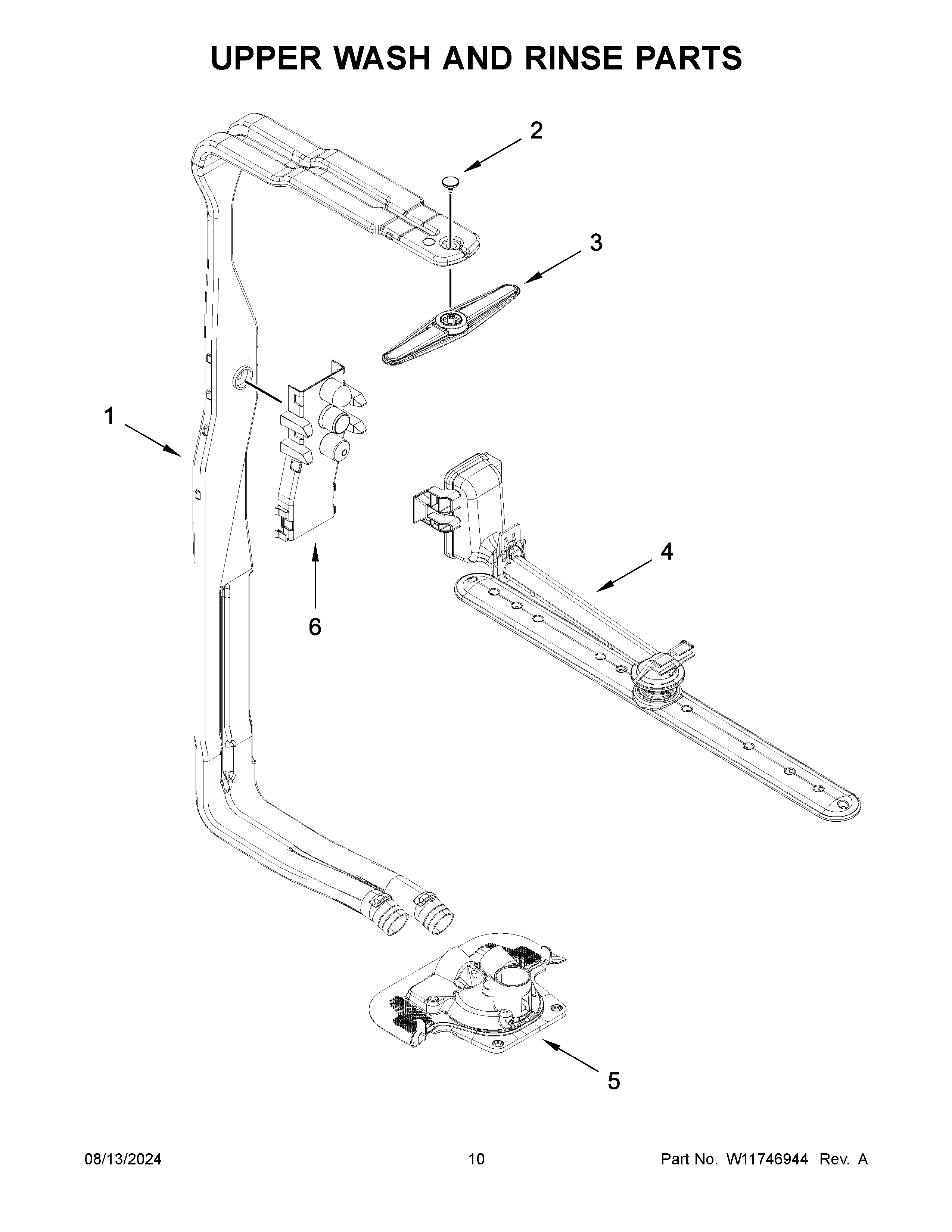 Upper wash and rinse parts