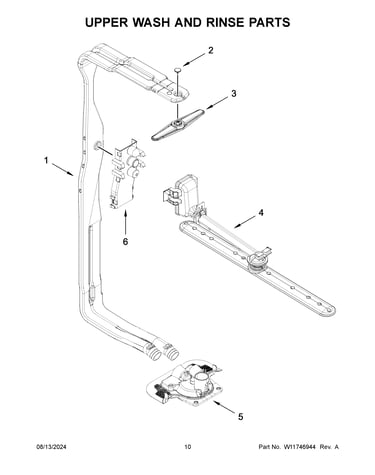 Upper wash and rinse parts