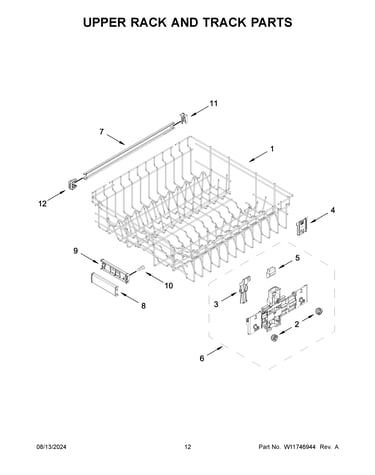 Upper rack and track parts