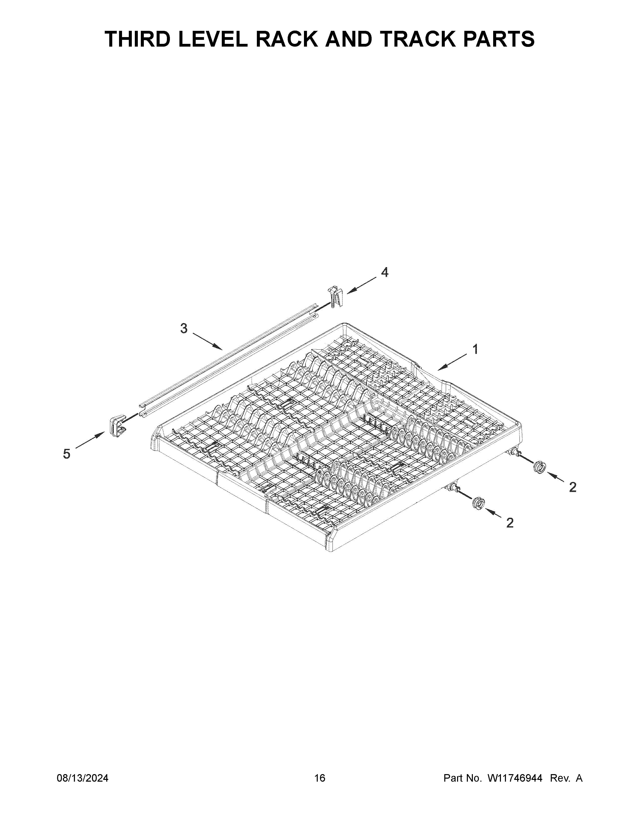 Third level rack and track parts