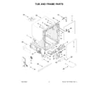 Jenn-Air JDPSS244PM1 tub and frame parts diagram