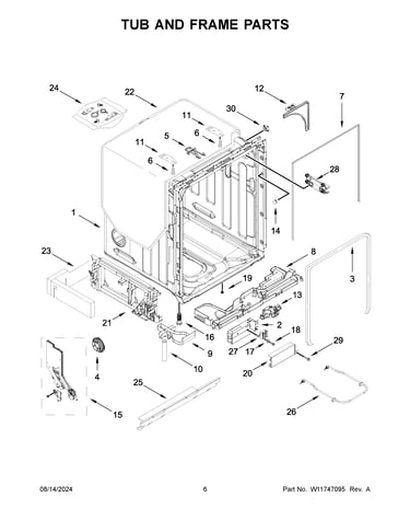 Tub and frame parts