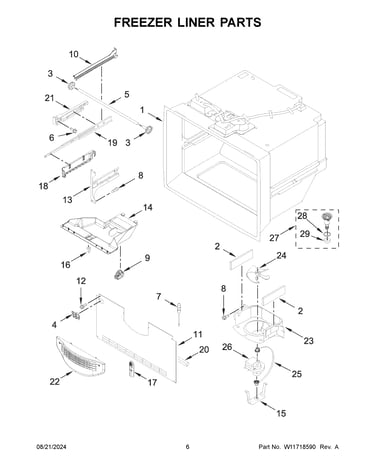 Freezer liner parts