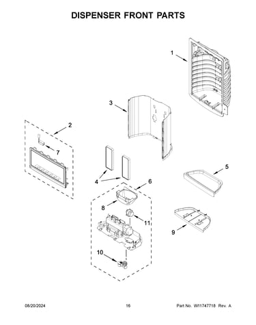 Dispenser front parts
