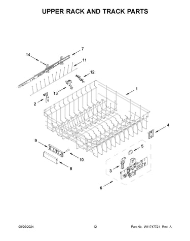 Upper rack and track parts