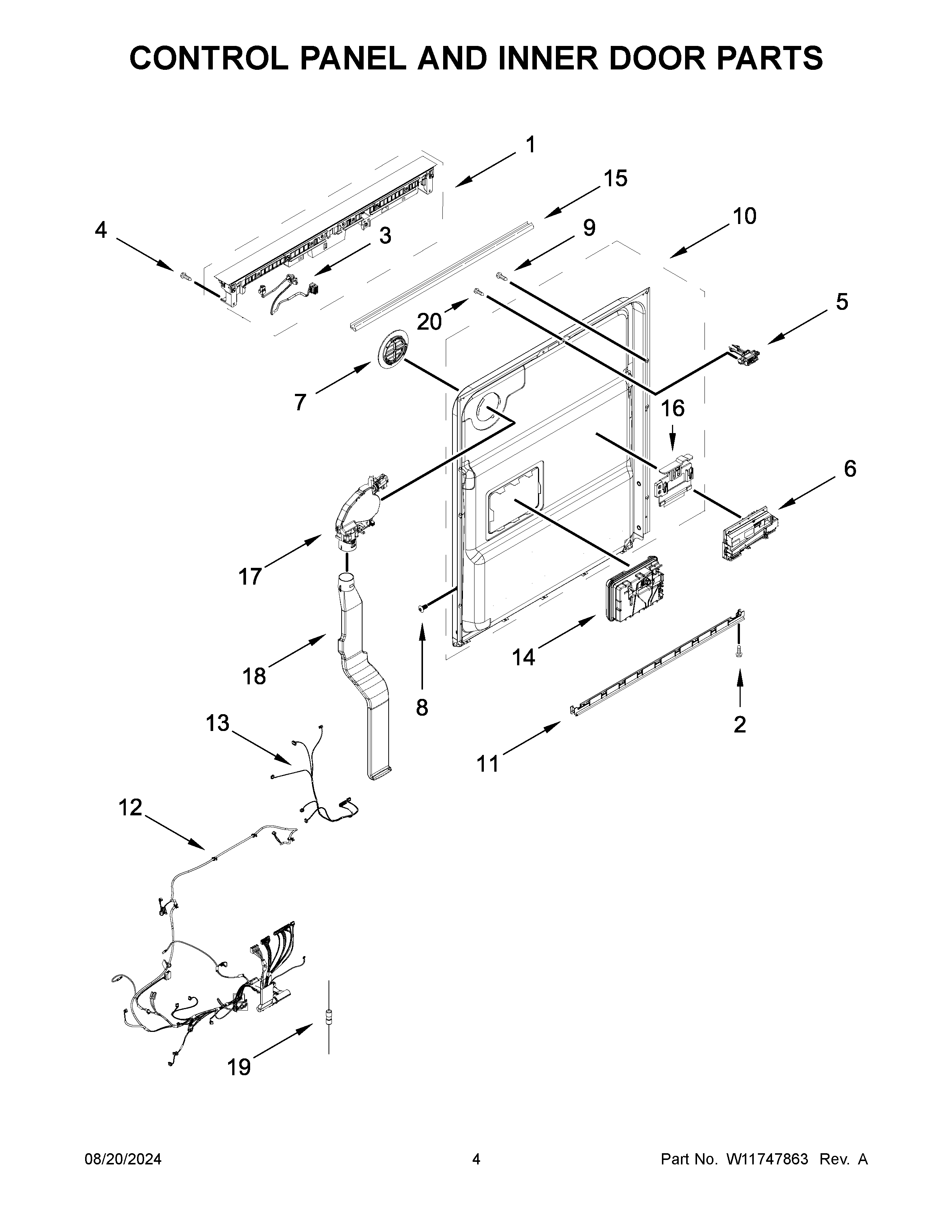 CONTROL PANEL AND INNER DOOR PARTS