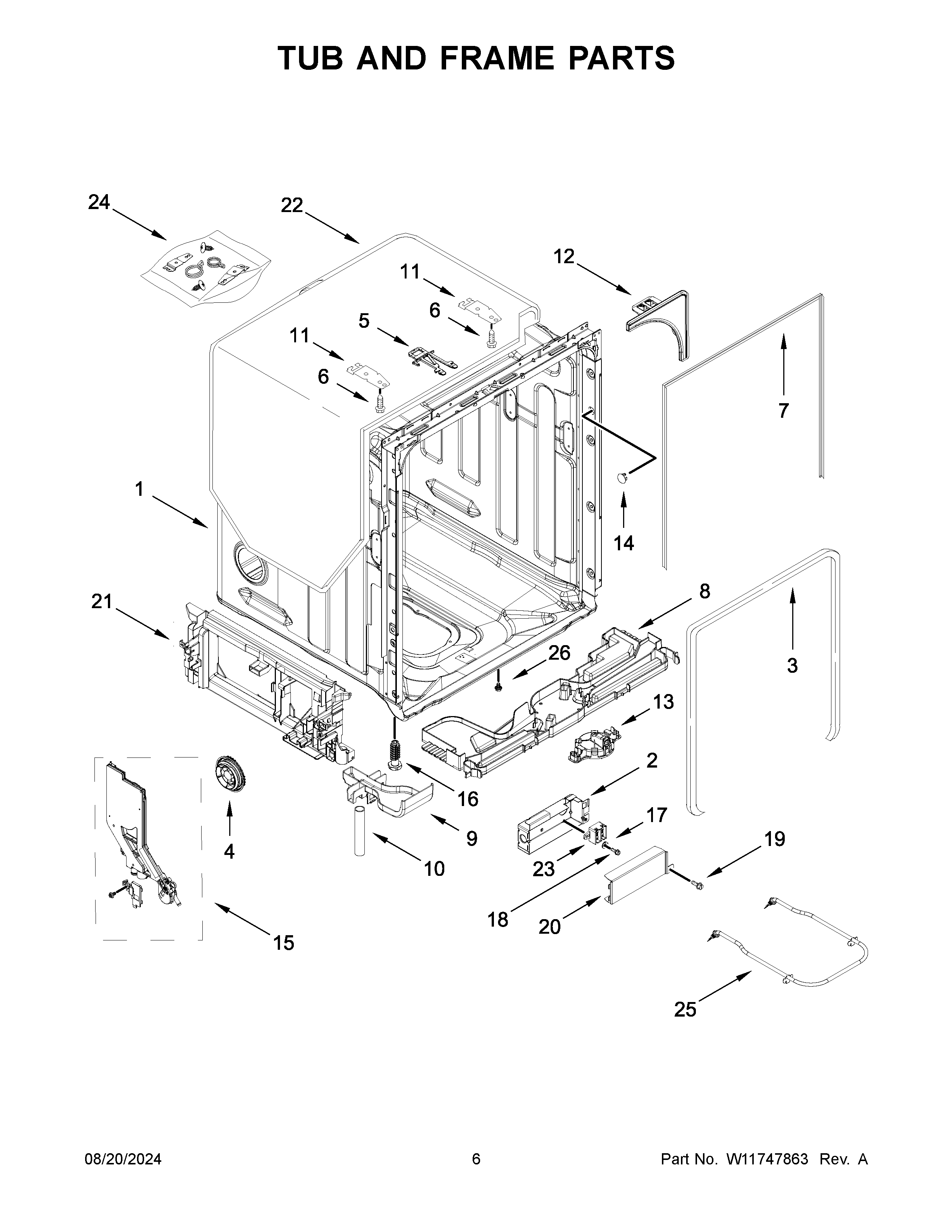 TUB AND FRAME PARTS