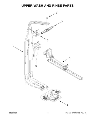 Upper wash and rinse parts