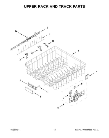 Upper rack and track parts