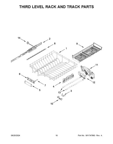Third level rack and track parts