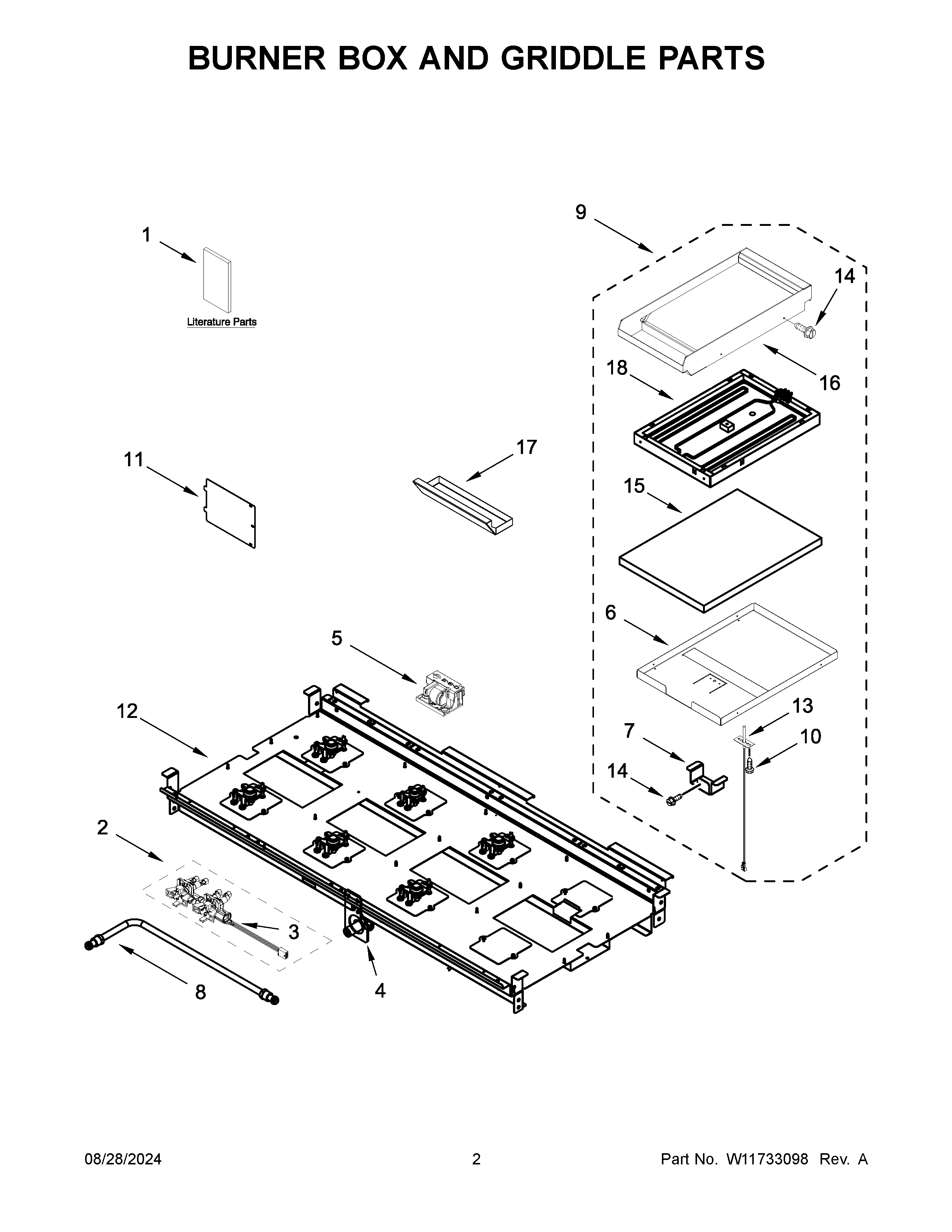 Burner box and griddle parts