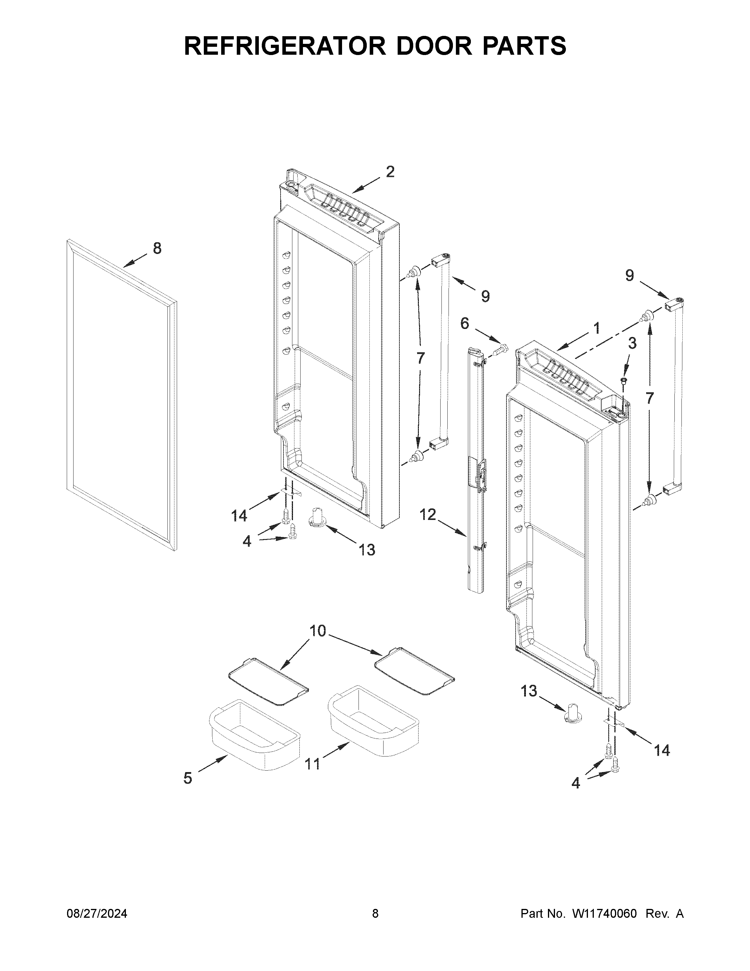 Refrigerator door parts