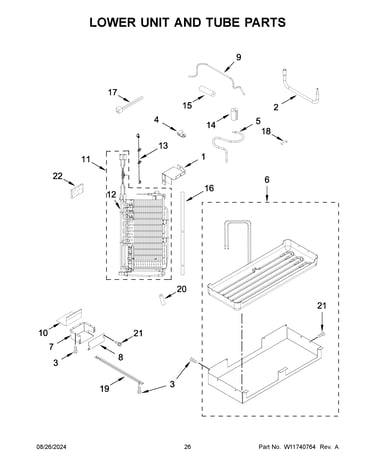 Lower unit and tube parts