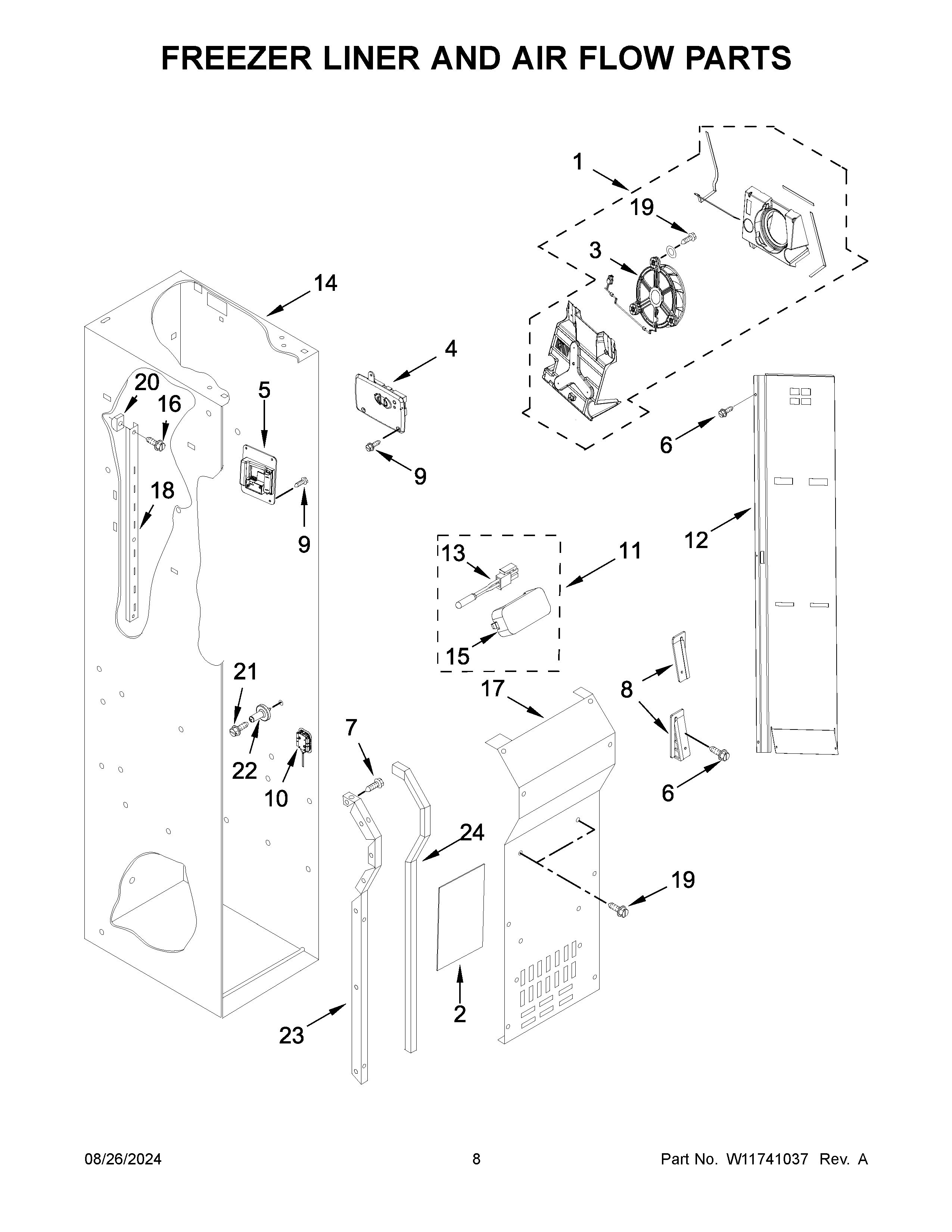 FREEZER LINER AND AIR FLOW PARTS