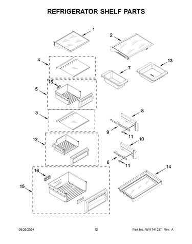 Refrigerator shelf parts