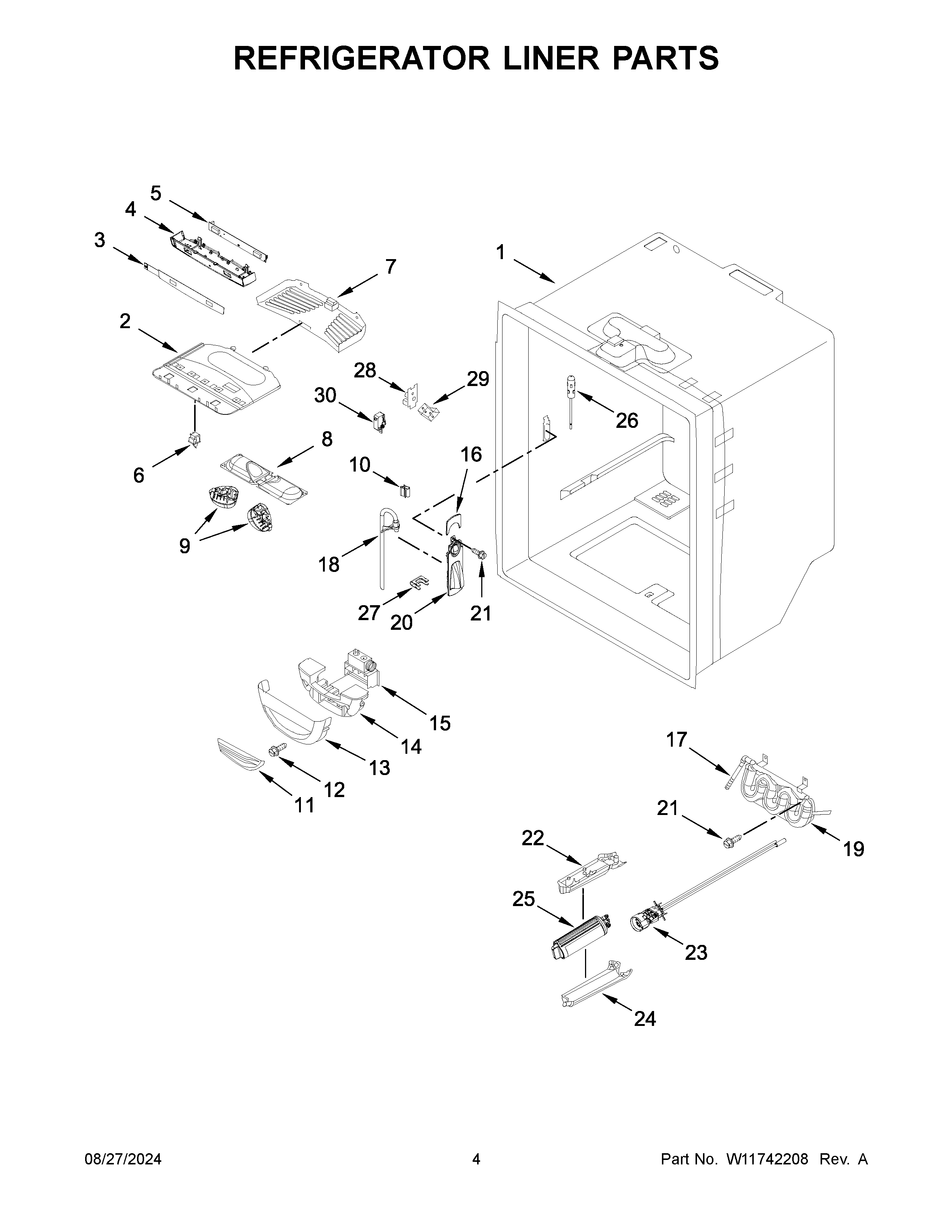 Refrigerator liner parts