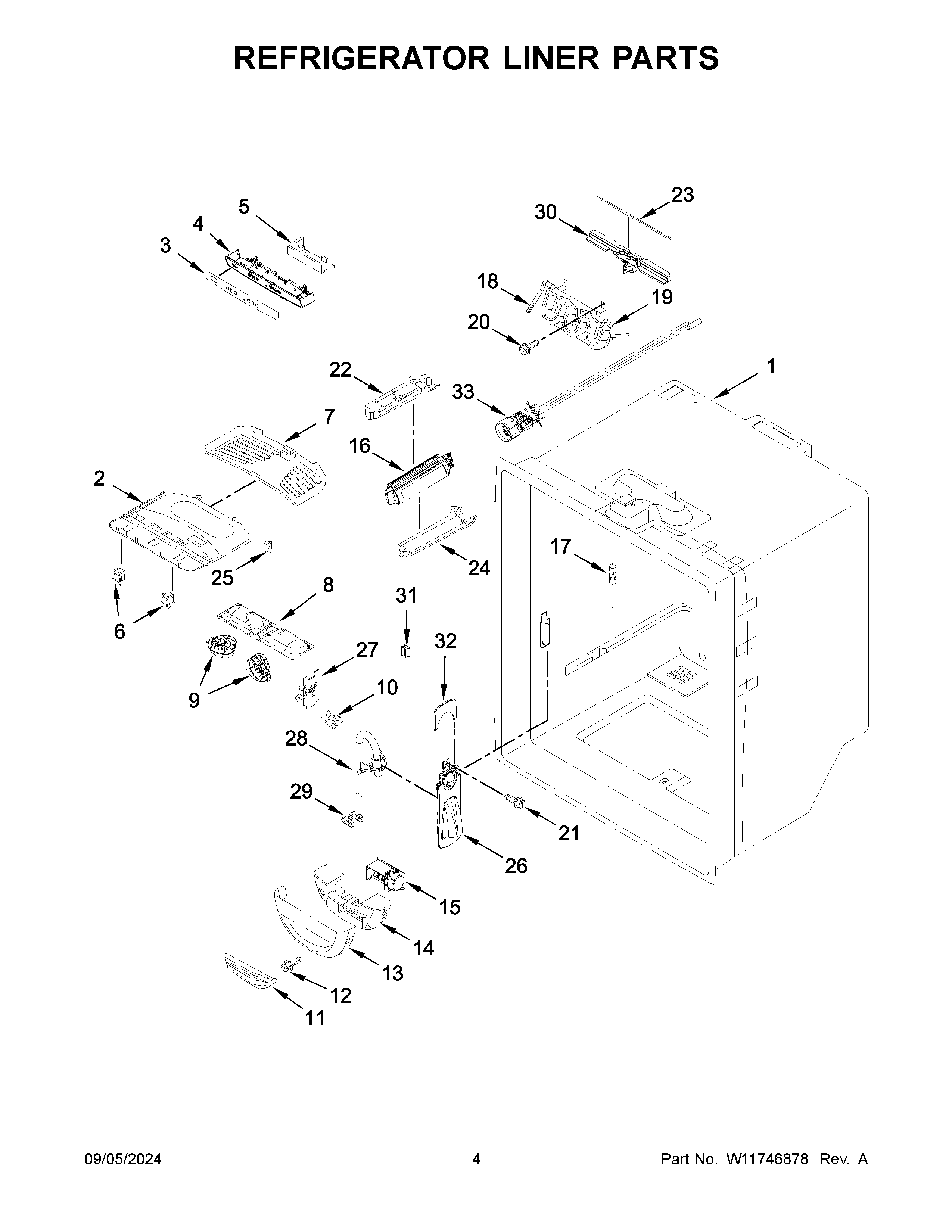 Refrigerator liner parts