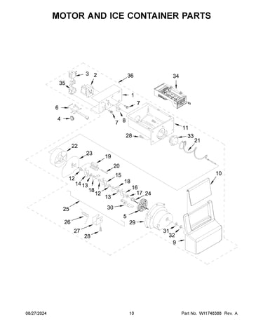 Motor and ice container parts