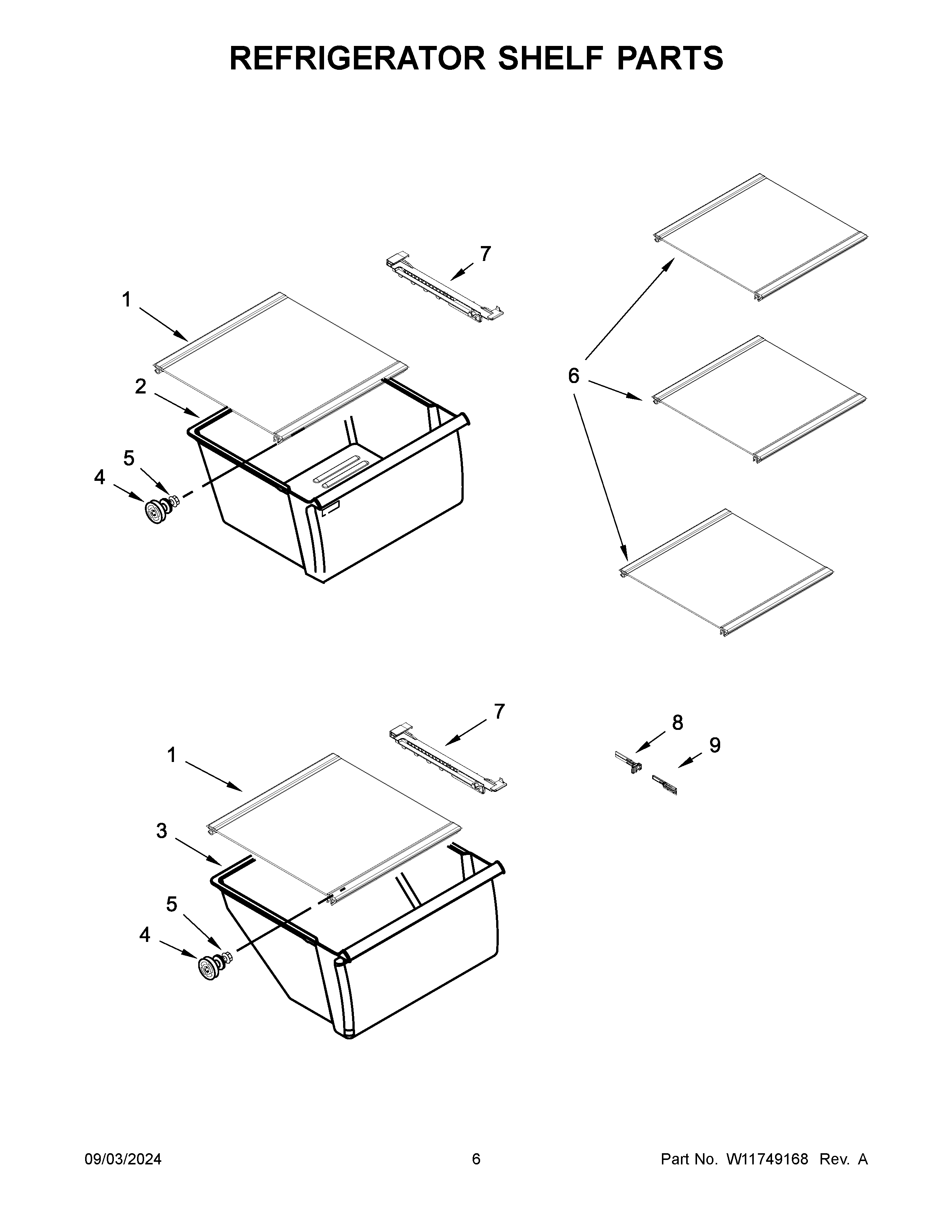 Refrigerator shelf parts
