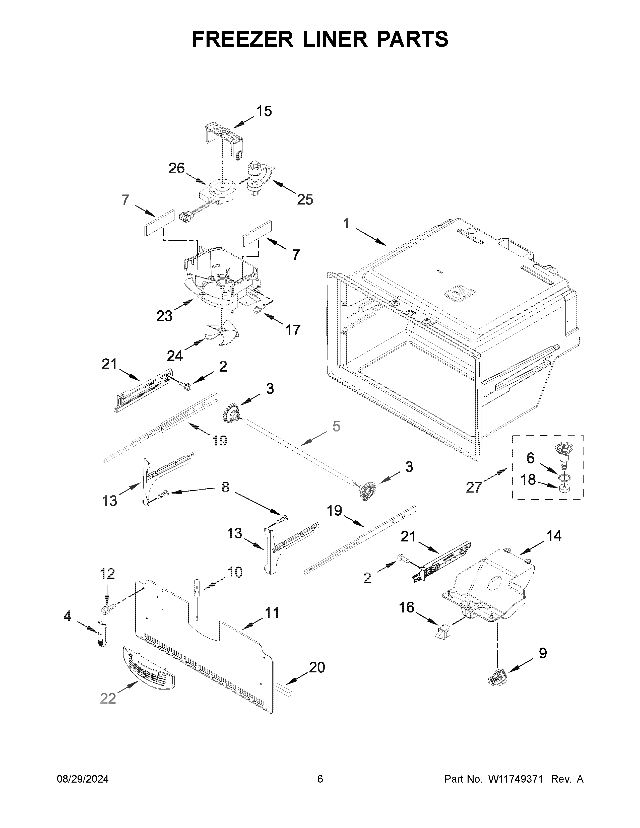 Freezer liner parts