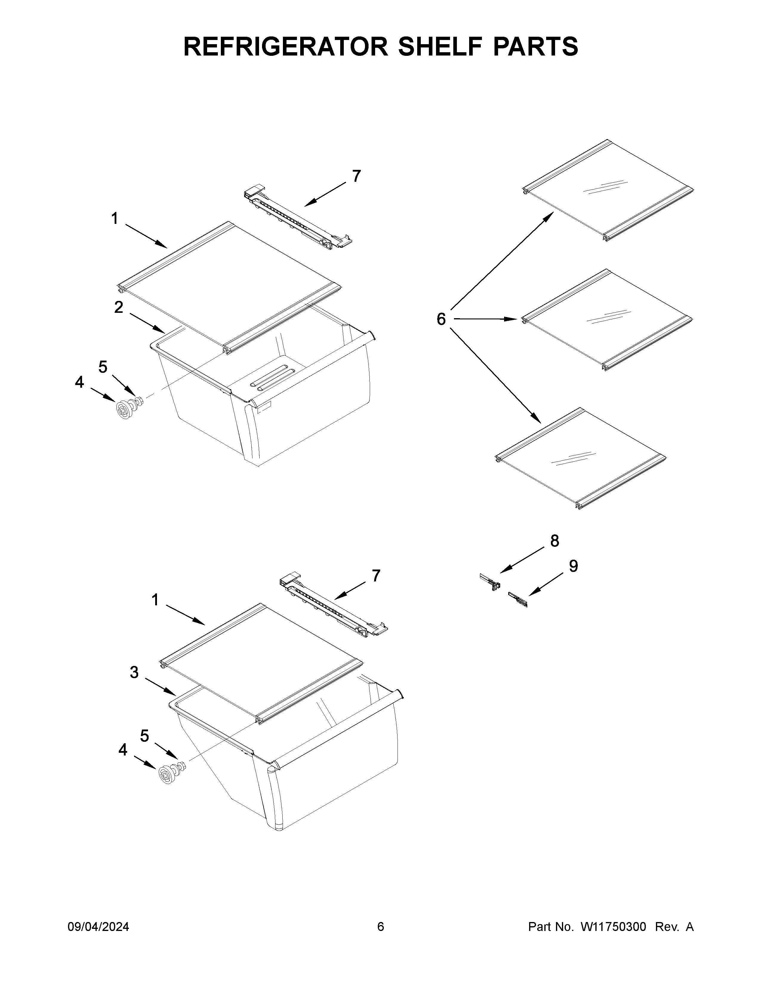 Refrigerator shelf parts