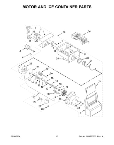 Motor and ice container parts