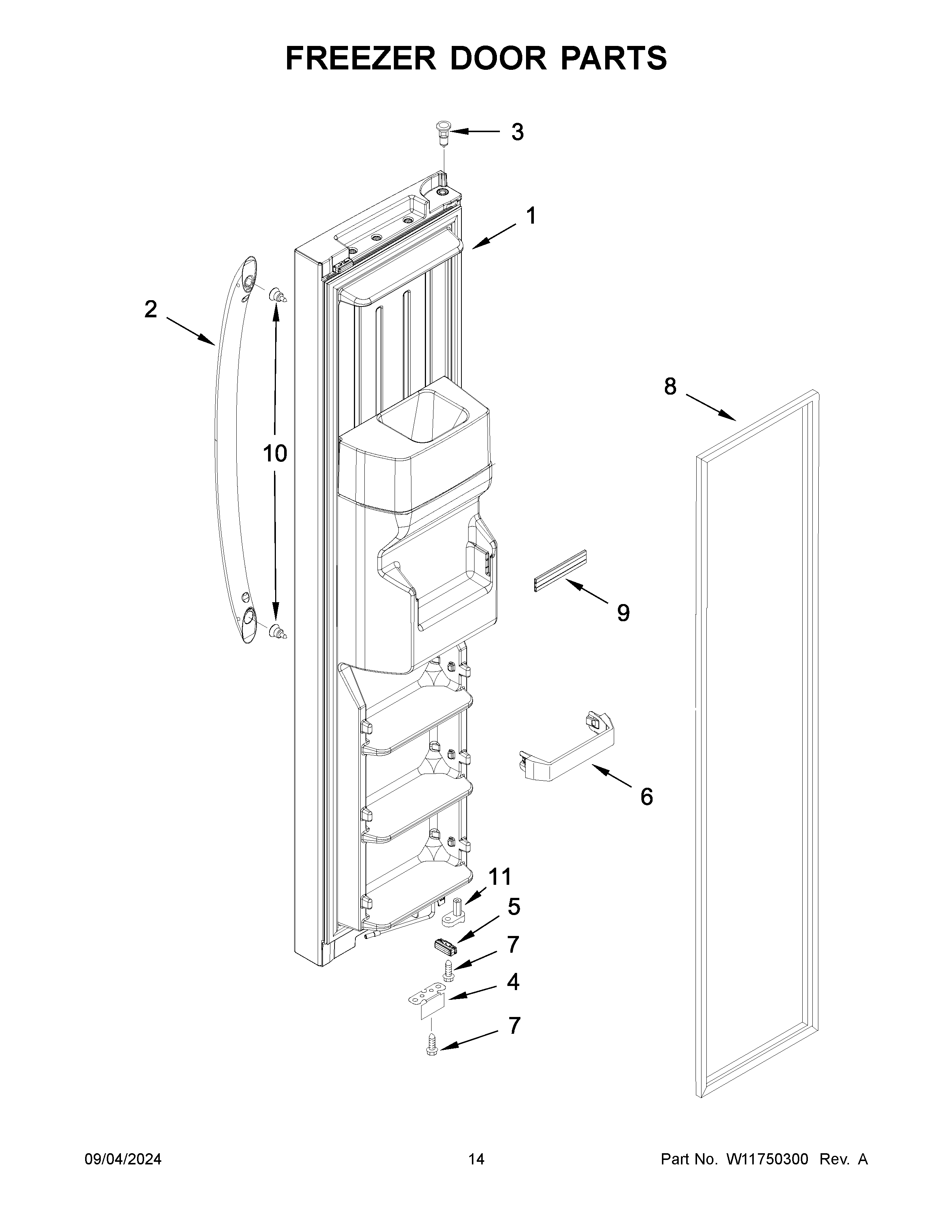 Freezer door parts