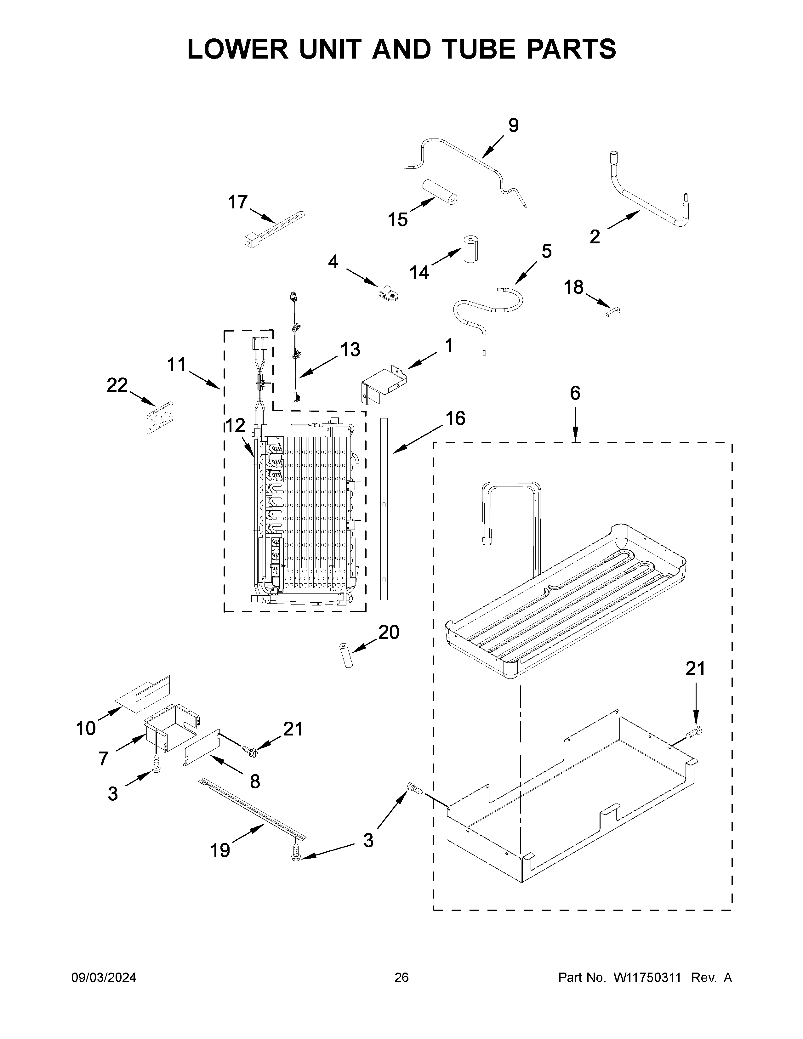 LOWER UNIT AND TUBE PARTS