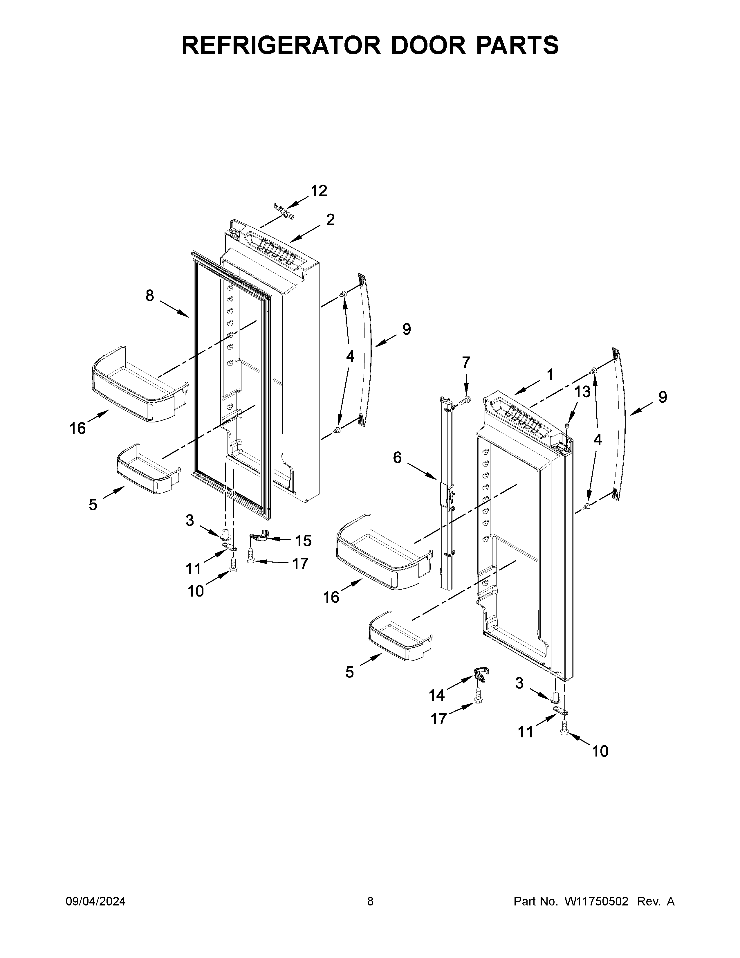 Refrigerator door parts