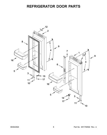 Refrigerator door parts