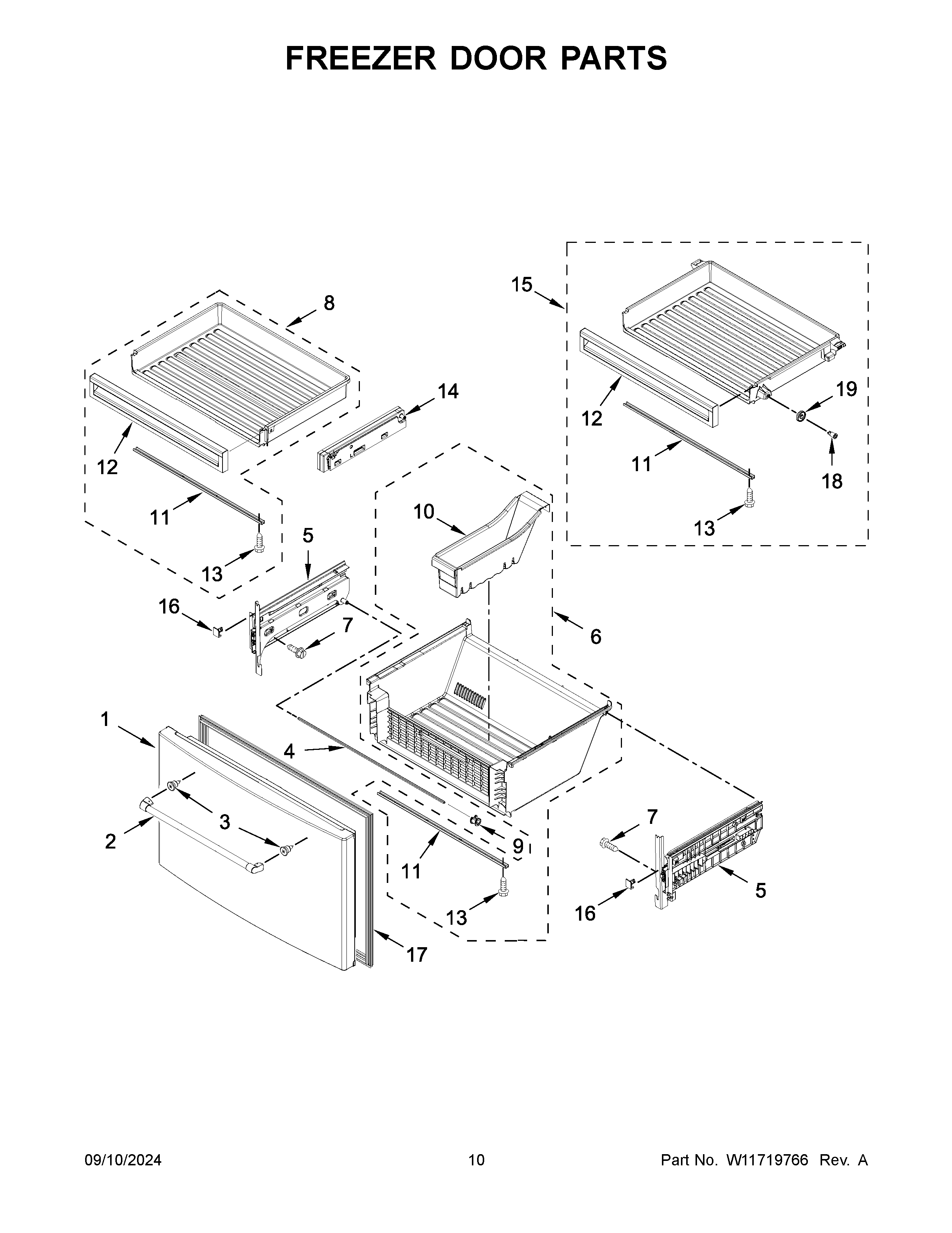 Freezer door parts