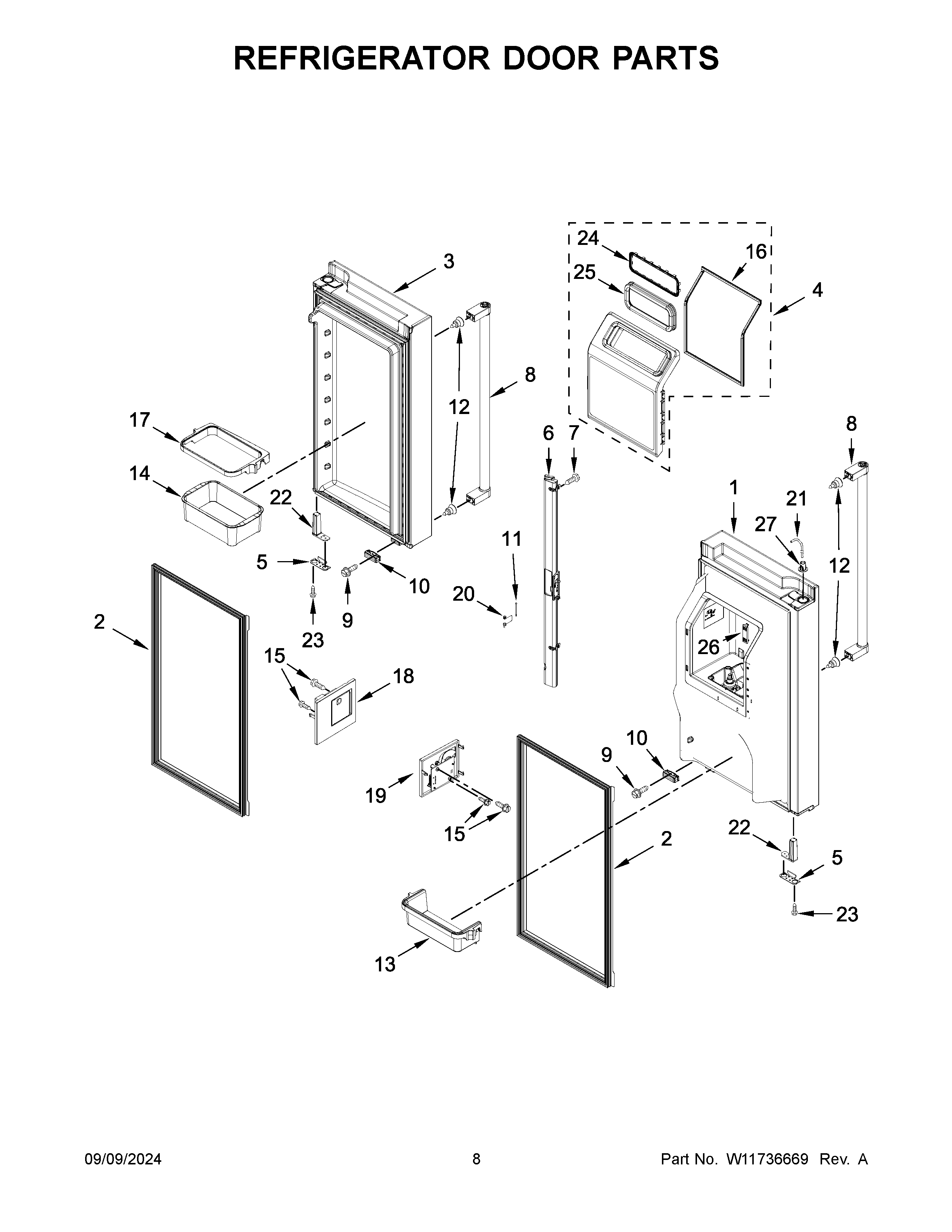 Refrigerator door parts