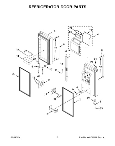 Refrigerator door parts
