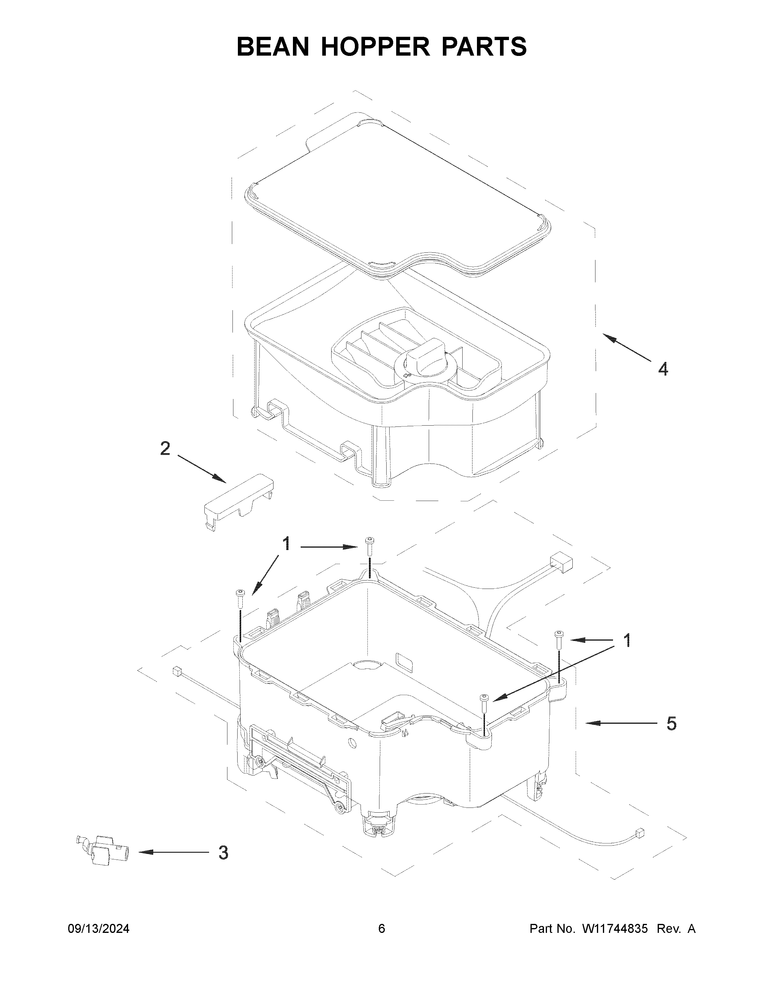 Bean hopper parts