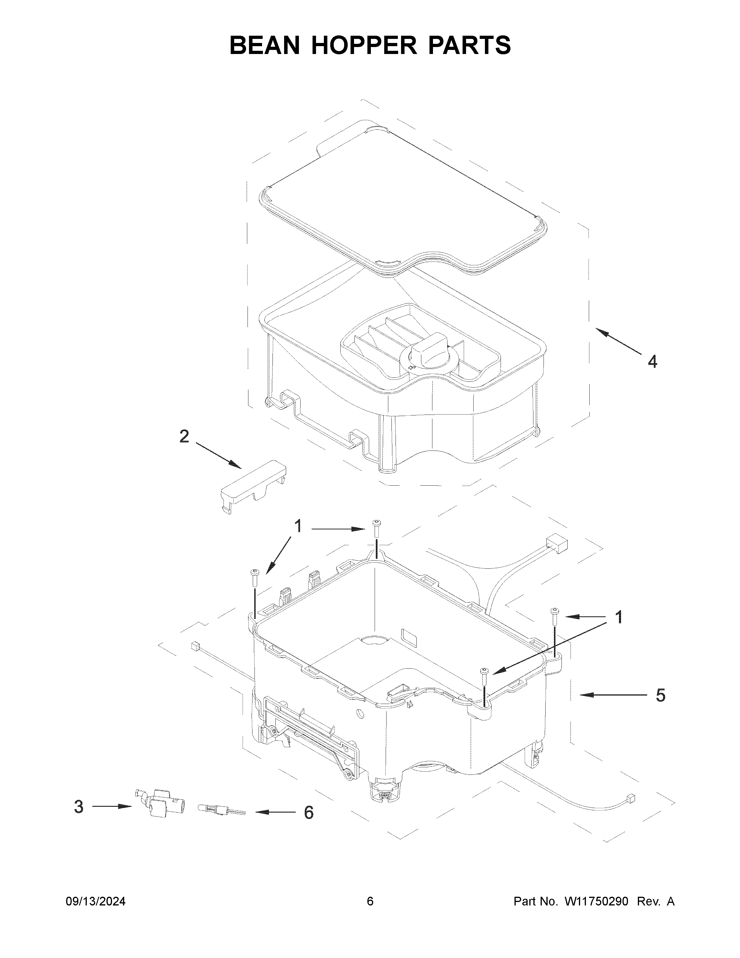 Bean hopper parts