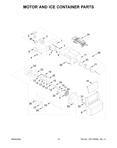Motor and ice container parts