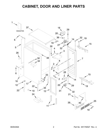 Cabinet, door and liner parts