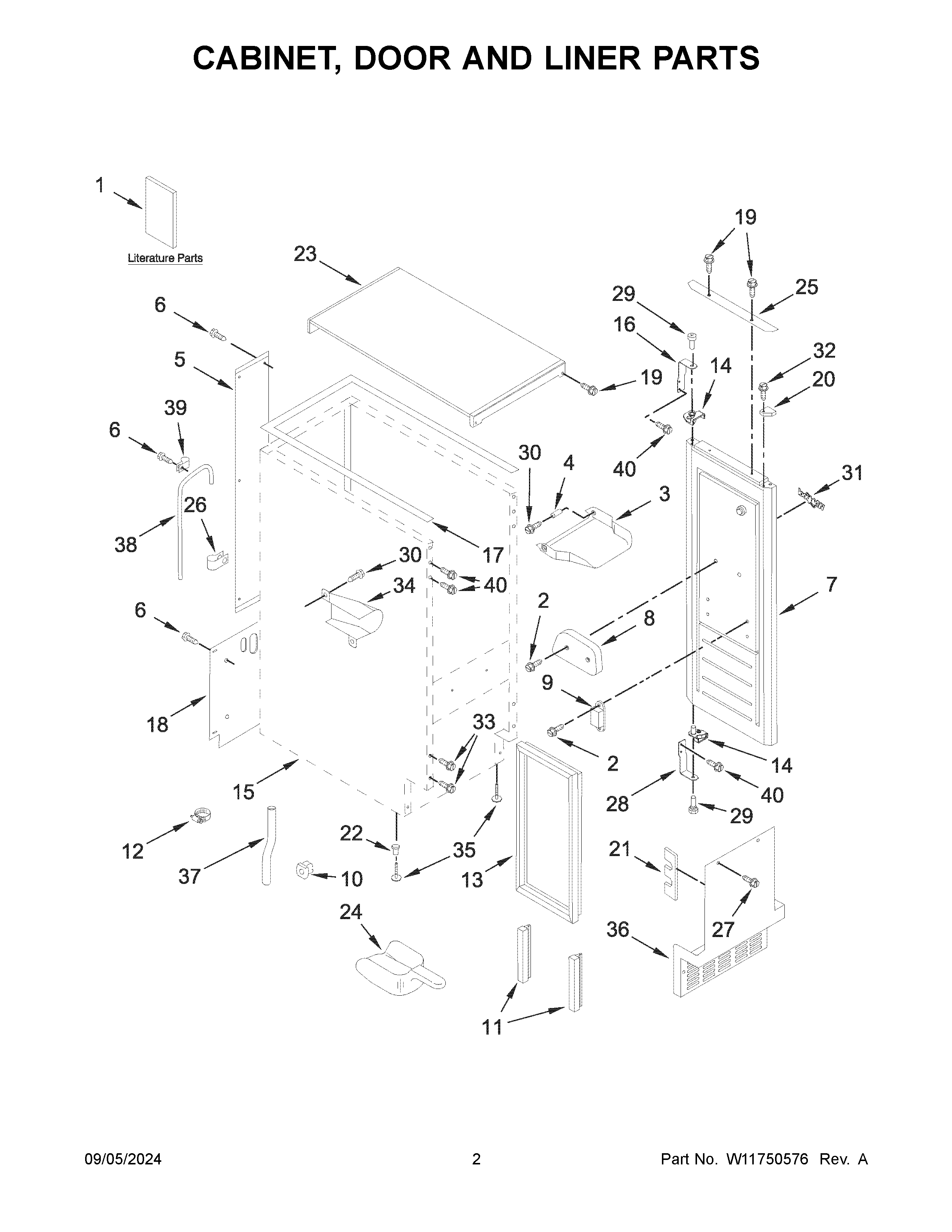 Cabinet, door and liner parts
