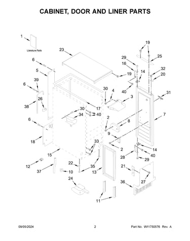 Cabinet, door and liner parts