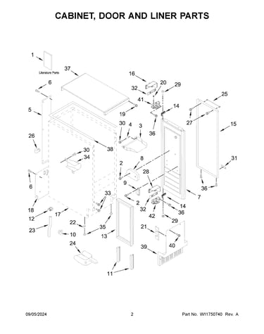 Cabinet, door and liner parts