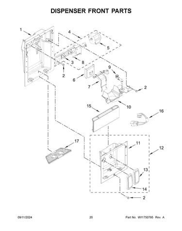 Dispenser front parts